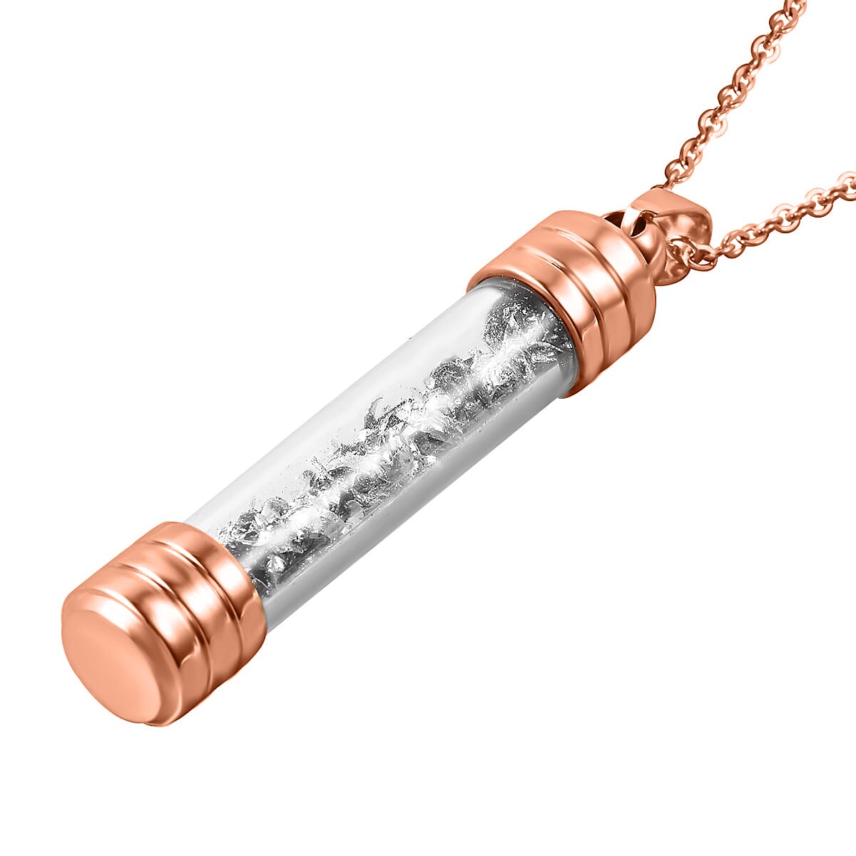 Marvelous Meteorite Pendant Necklace  in ION Plated RG Stainless Steel| Glass Pendant For Women (20 Inches) image number 3