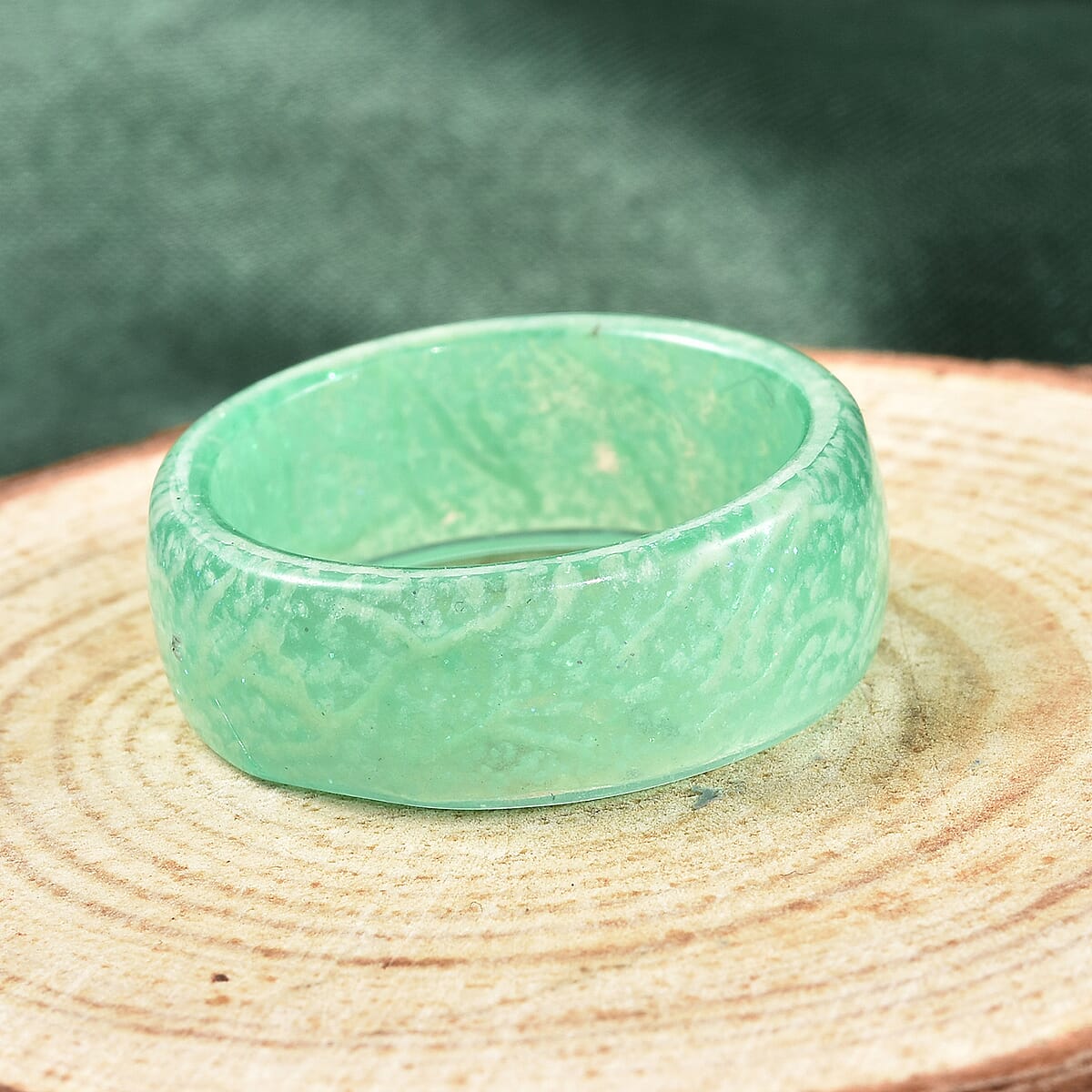 Glow in the Dark Green Resin Band Ring (Size 8.0) image number 1