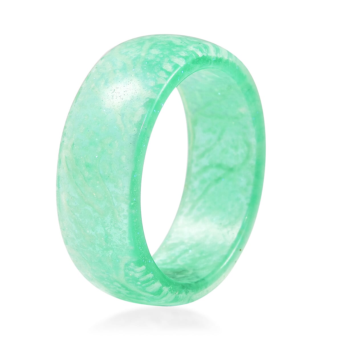 Glow in the Dark Green Resin Band Ring (Size 8.0) image number 3