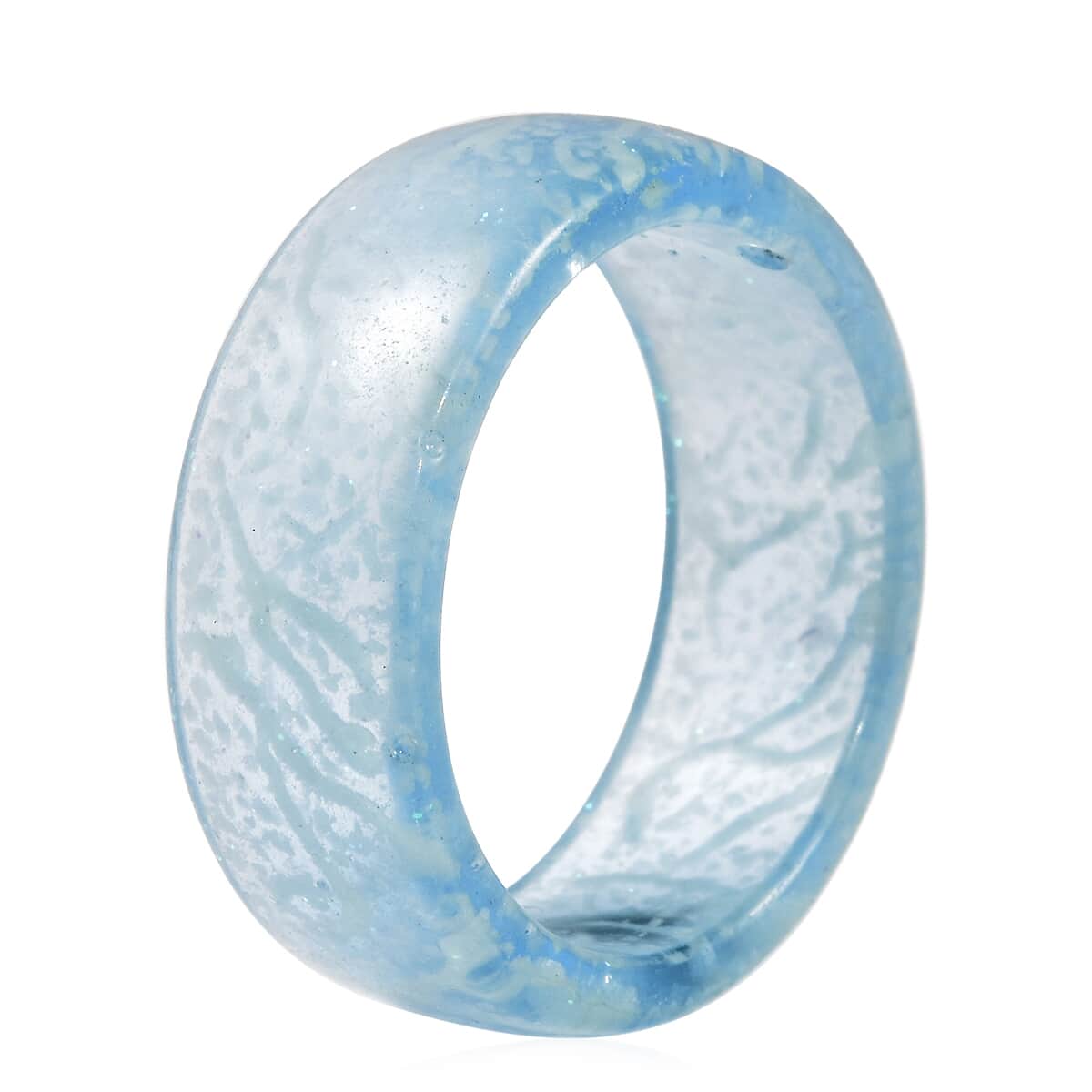 Glow in the Dark Light Blue Resin Band Ring (Size 8.0) image number 3