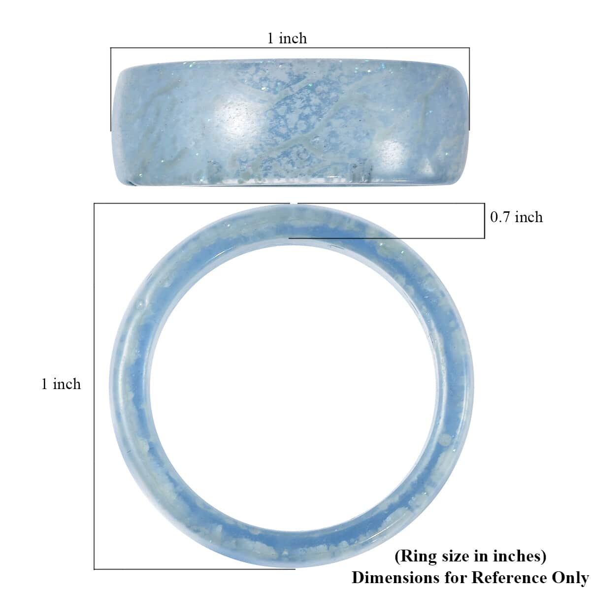 Glow in the Dark Light Blue Resin Band Ring (Size 8.0) image number 4