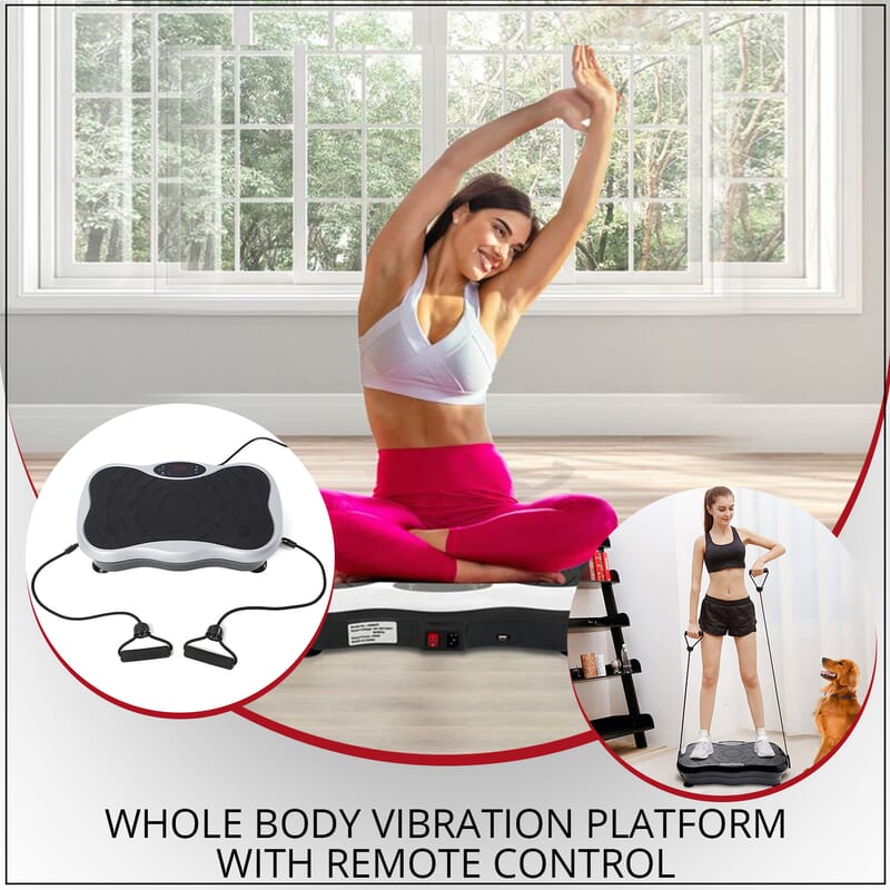 SoulSmart Whole Body Fitness Vibration Platform with Resistance Bands, Remote, & USB Speaker (200 W) White