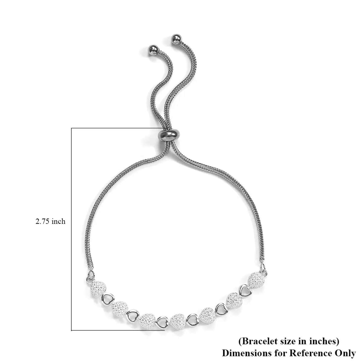 Diamond Accent Heart Bracelet in Sterling Silver with Stainless Steel Bolo Chain image number 6