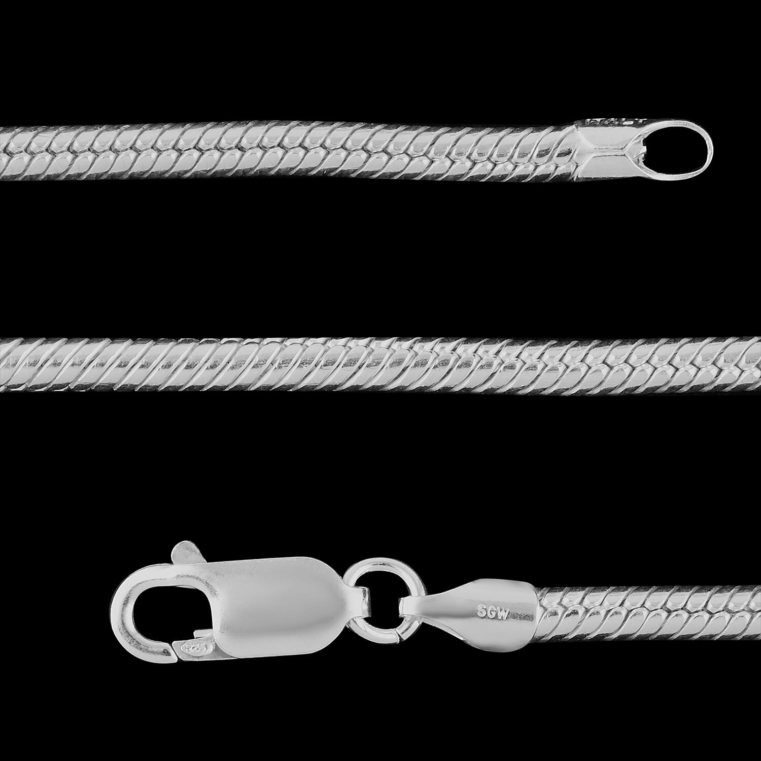 Sterling Silver Snake Necklace 30 Inches 27.70 Grams
