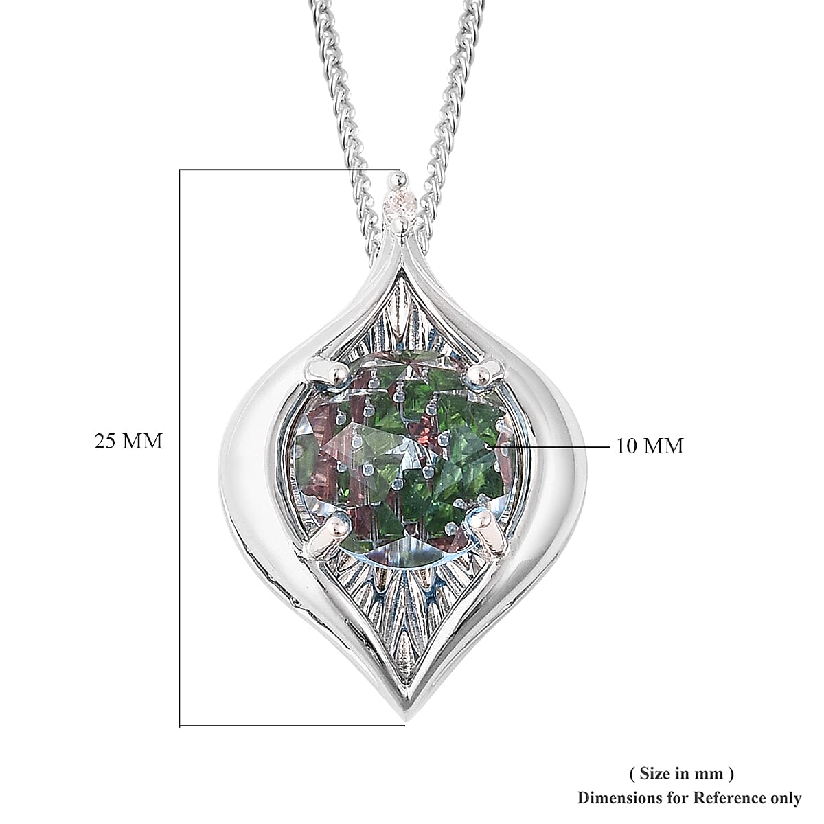 Galatea DavinChi Cut Collection Blue Topaz and Multi Gemstone Pendant Necklace 18 Inches in Sterling Silver 3.90 ctw