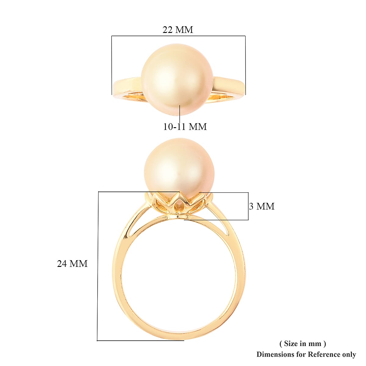 Galatea Bible Pearl Collection with Momento Technology South Sea Pearl 10-11 mm Ring in Vermeil YG Over Sterling Silver (Size 10.0)