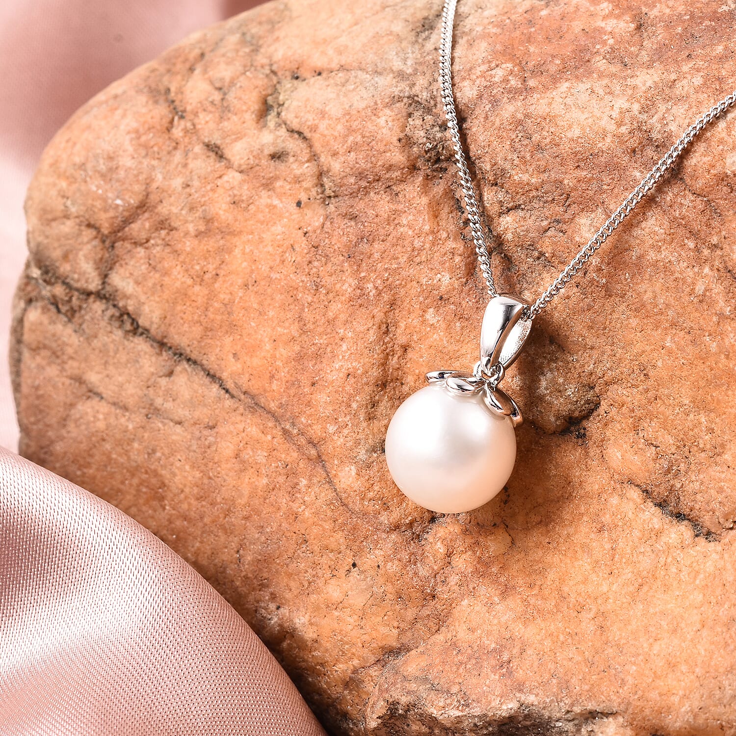 Galatea Bible Pearl Collection with Momento Technology South Sea White Cultured Pearl 11-12mm Pendant Necklace 18 Inch in Sterling Silver