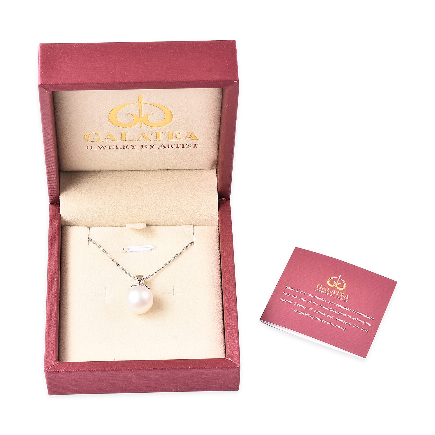 Galatea Bible Pearl Collection with Momento Technology South Sea White Cultured Pearl 11-12mm Pendant Necklace 18 Inch in Sterling Silver