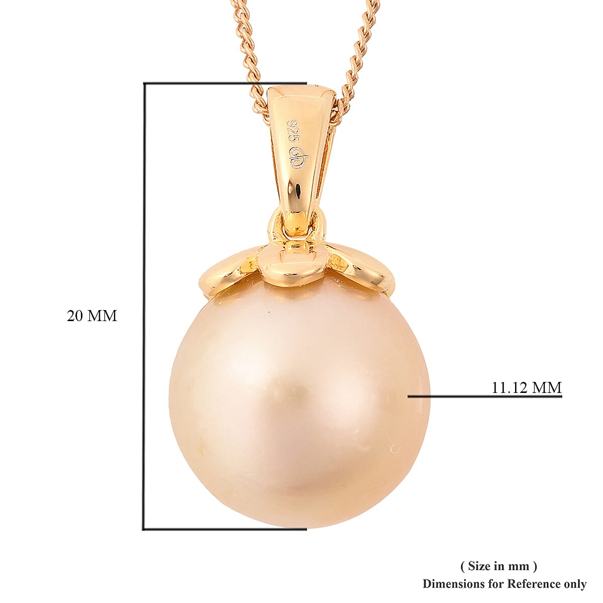 Galatea Bible Pearl Collection with Momento Technology South Sea Pearl Pendant Necklace 18 Inches in Vermeil YG Over Sterling Silver