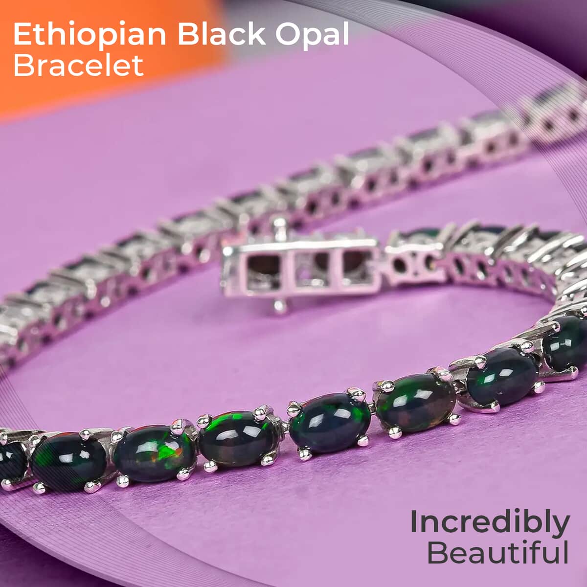 Sable Premium Ethiopian Opal Bracelet in Platinum Plated Sterling Silver, Silver Tennis, Opal Tennis Bracelet,Welo Opal Jewelry (6.50 In) (10.50g)7.80 ctw image number 1