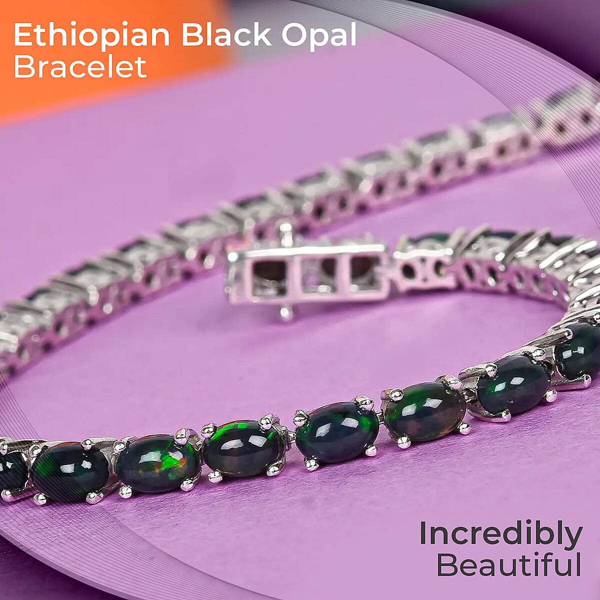 Sable Premium Ethiopian Opal 8.75 ctw Bracelet in Platinum Plated Sterling Silver, Silver Tennis, Opal Tennis Bracelet, Welo Opal Jewelry (7.25 In) image number 1