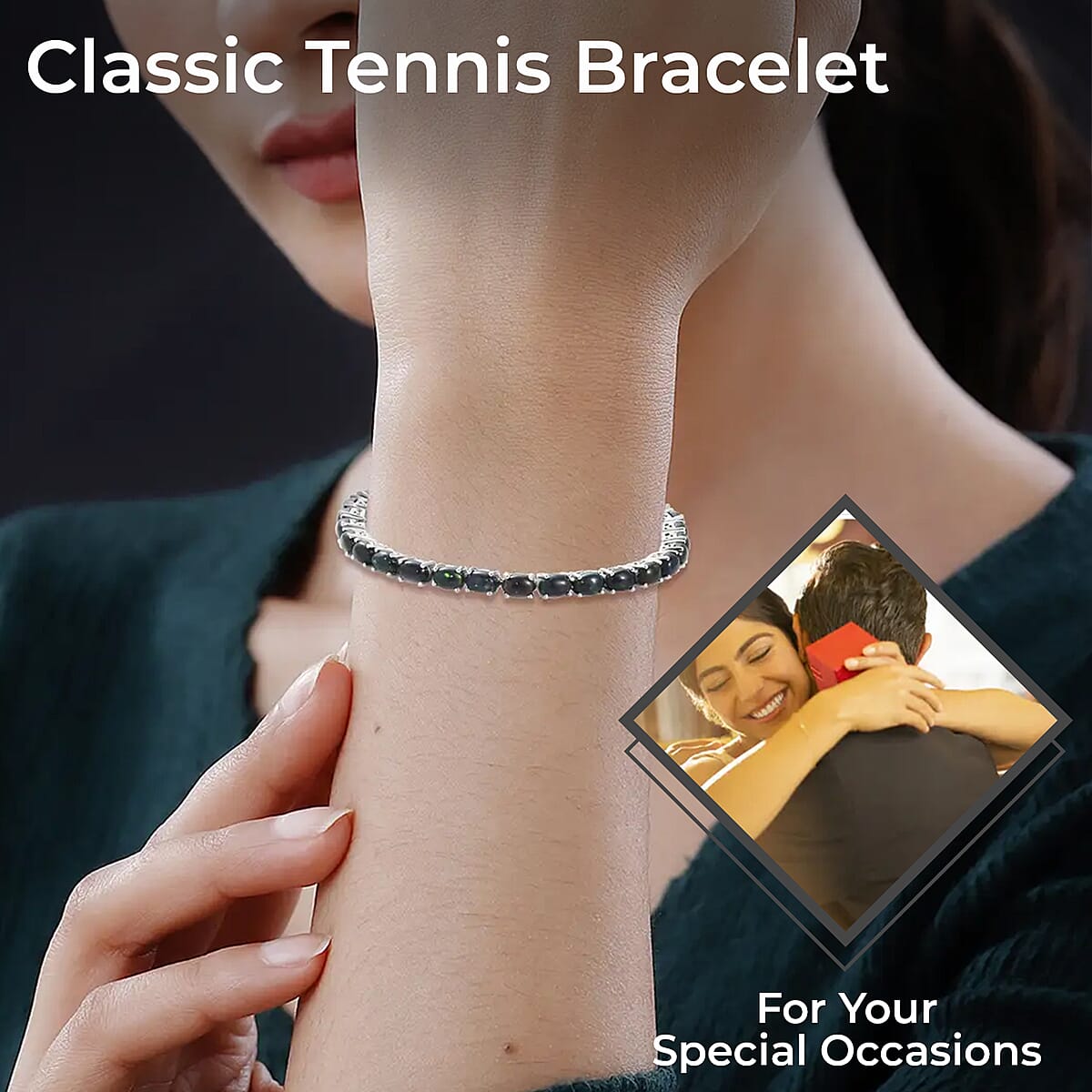 Sable Premium Ethiopian Opal 8.75 ctw Bracelet in Platinum Plated Sterling Silver, Silver Tennis, Opal Tennis Bracelet, Welo Opal Jewelry (7.25 In) image number 2
