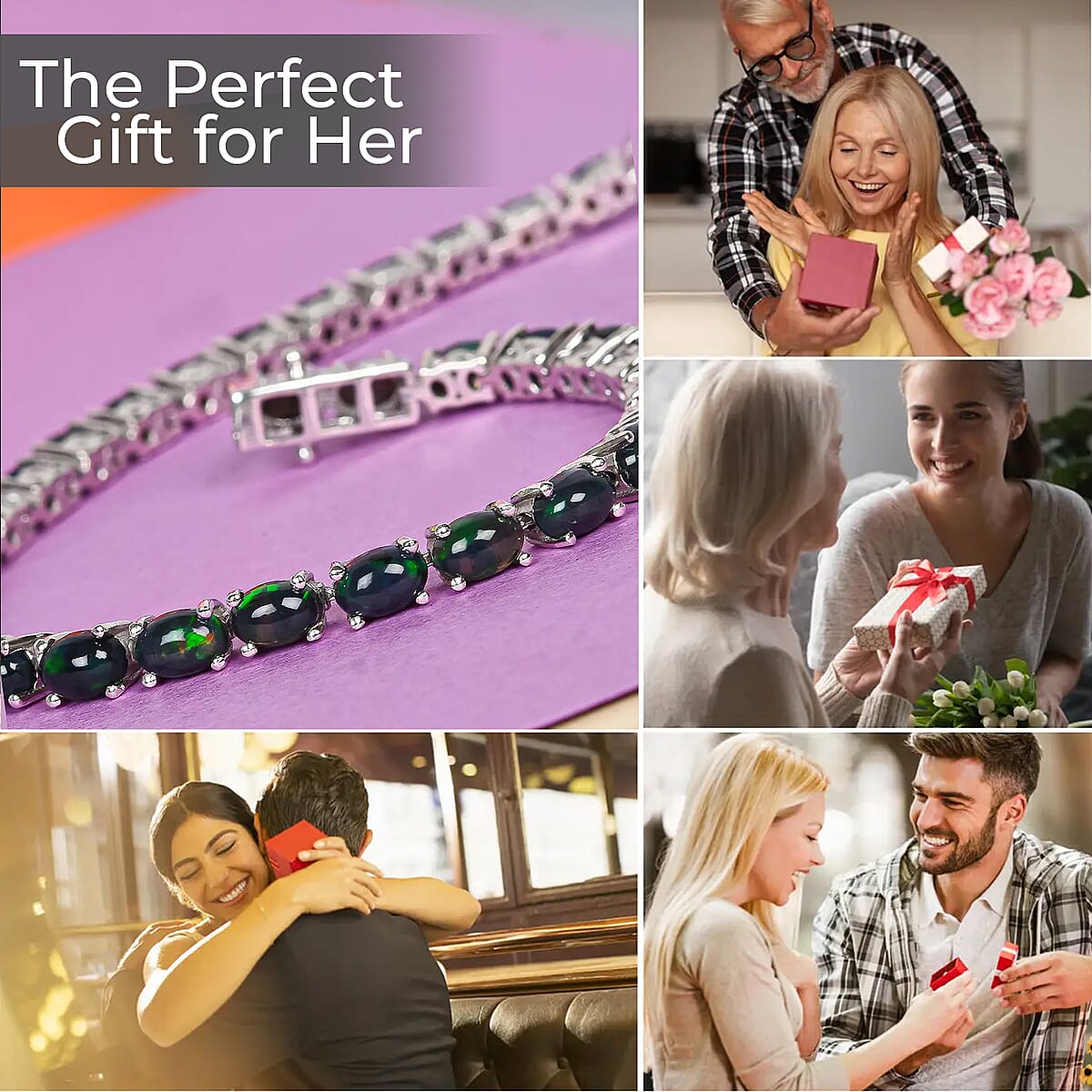Sable Premium Ethiopian Opal 8.75 ctw Bracelet in Platinum Plated Sterling Silver, Silver Tennis, Opal Tennis Bracelet, Welo Opal Jewelry (7.25 In) image number 3