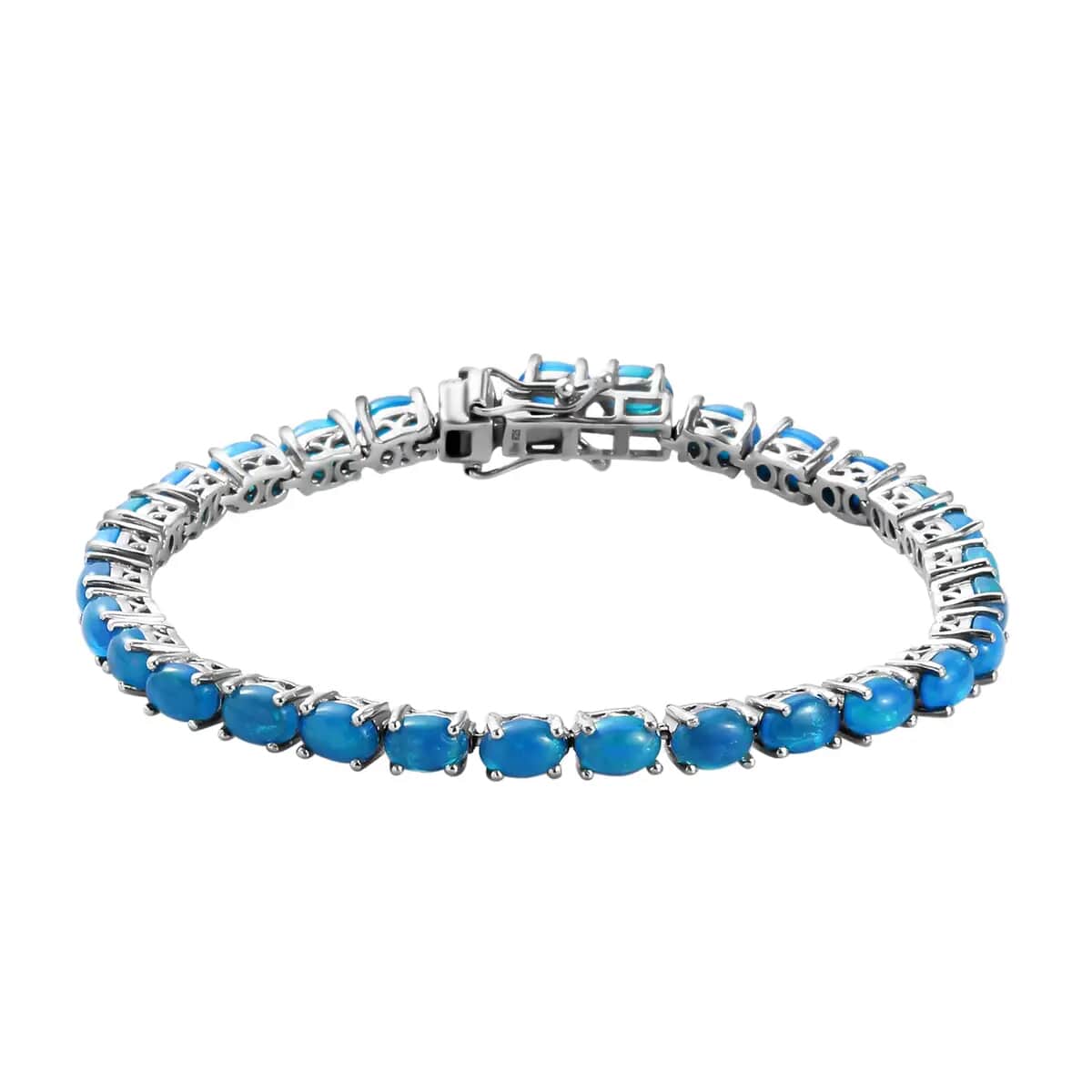 Miami Blue Welo Opal 8.75 ctw Tennis Bracelet in Platinum Over Sterling Silver (7.25 In) image number 0