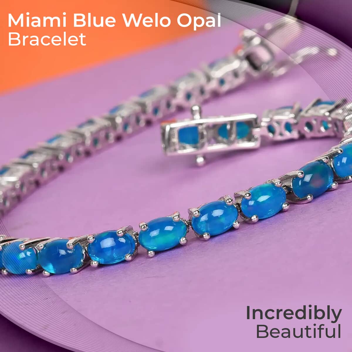 Miami Blue Welo Opal 8.75 ctw Tennis Bracelet in Platinum Over Sterling Silver (7.25 In) image number 1