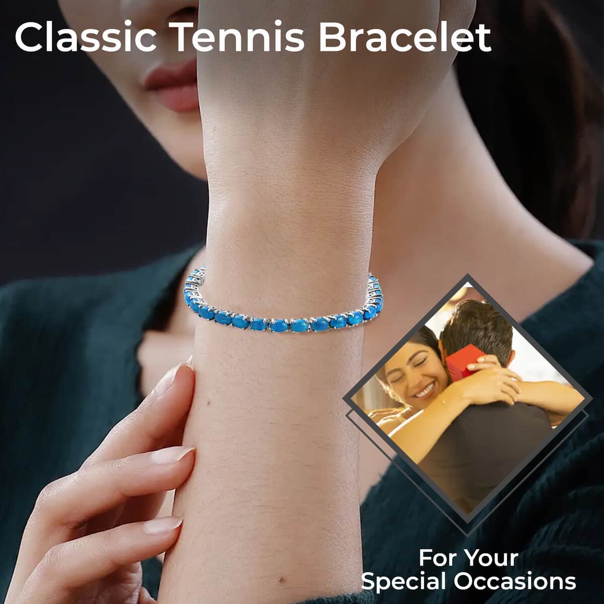 Miami Blue Welo Opal 8.75 ctw Tennis Bracelet in Platinum Over Sterling Silver (7.25 In) image number 2