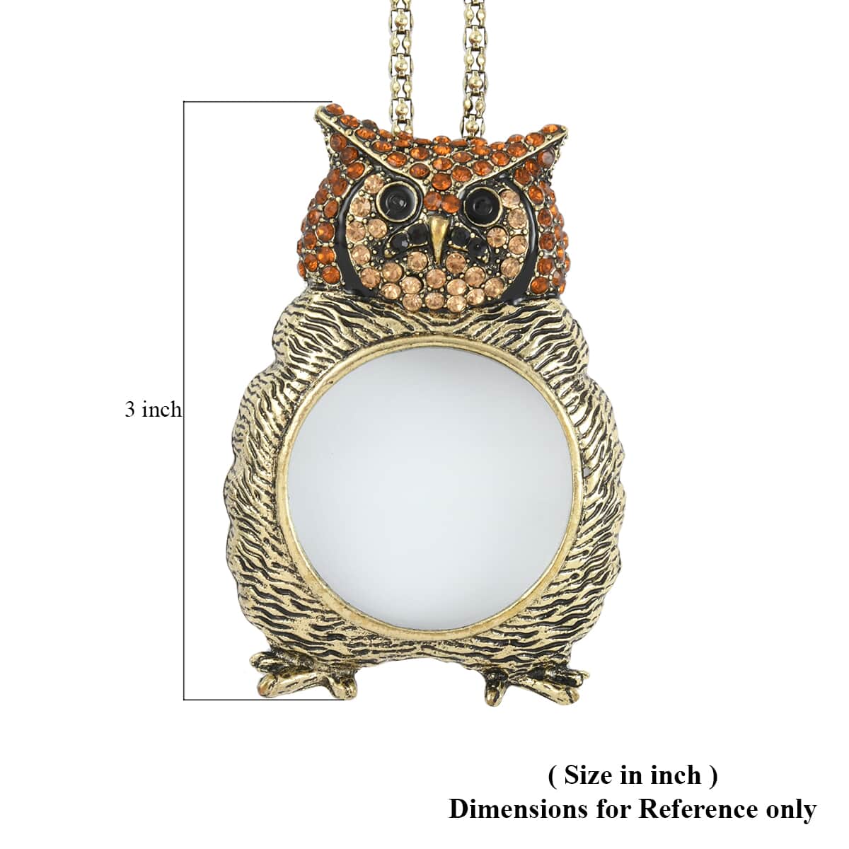 Multi Color Austrian Crystal and White Glass Owl Pendant Necklace 28 Inches in Goldtone image number 3