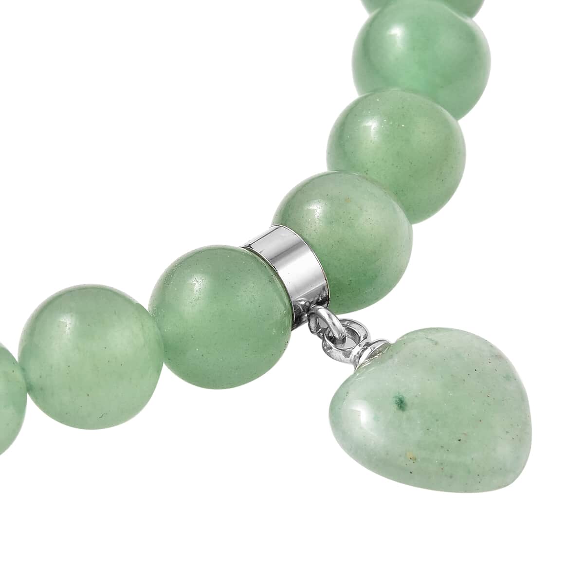 Green Aventurine and Austrian Crystal Stretch Bracelet in Stainless Steel 110.00 ctw image number 5