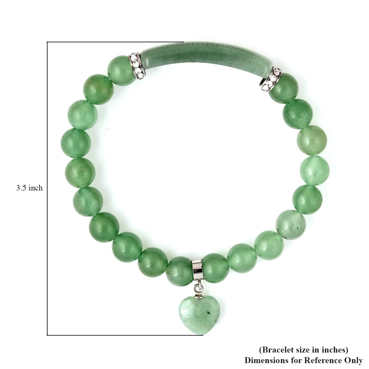 Green Aventurine and Austrian Crystal Stretch Bracelet in Stainless Steel 110.00 ctw image number 6