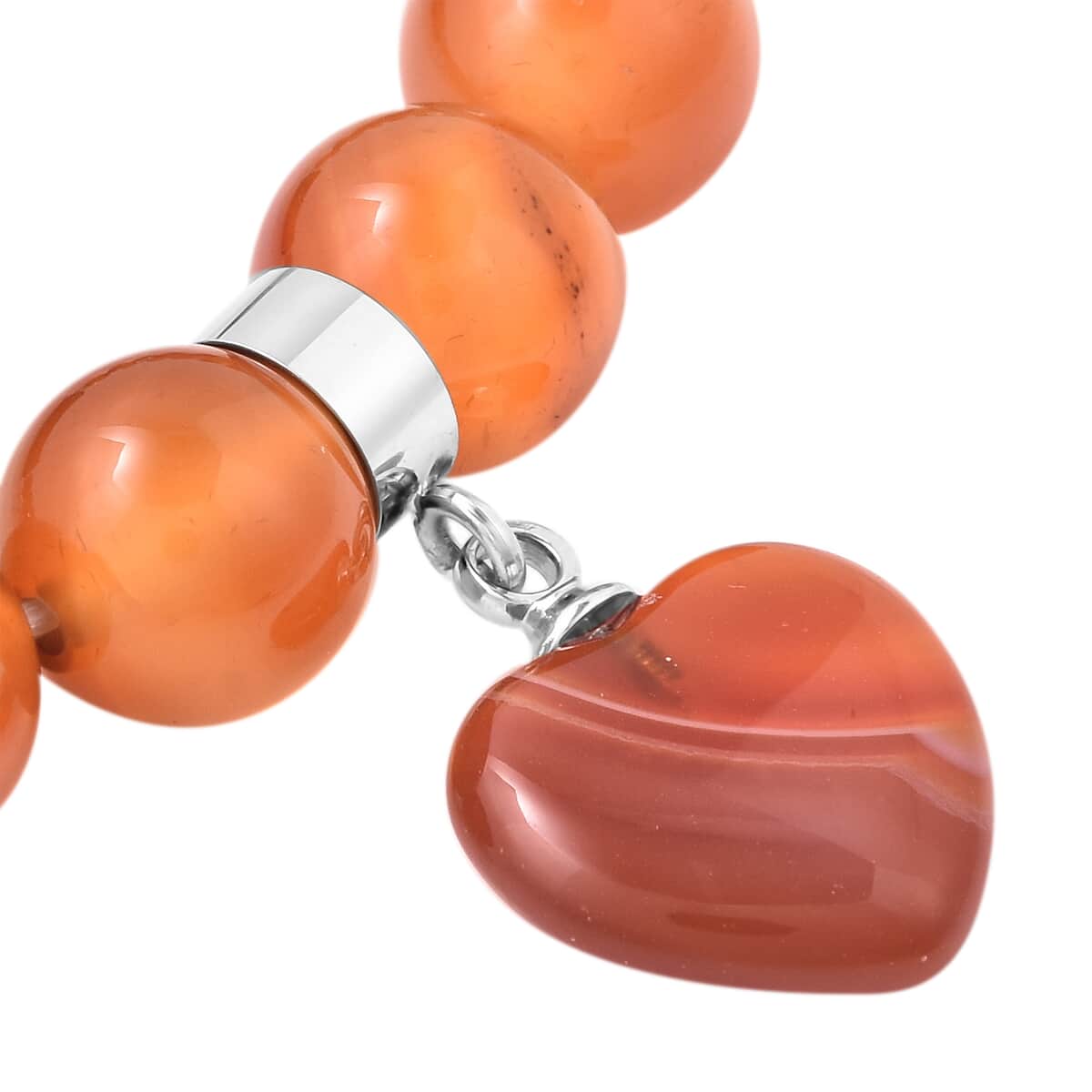 90 ctw Enhanced Red Agate and Austrian Crystal Stretch Bracelet in Stainless Steel  (6.50 In) image number 5