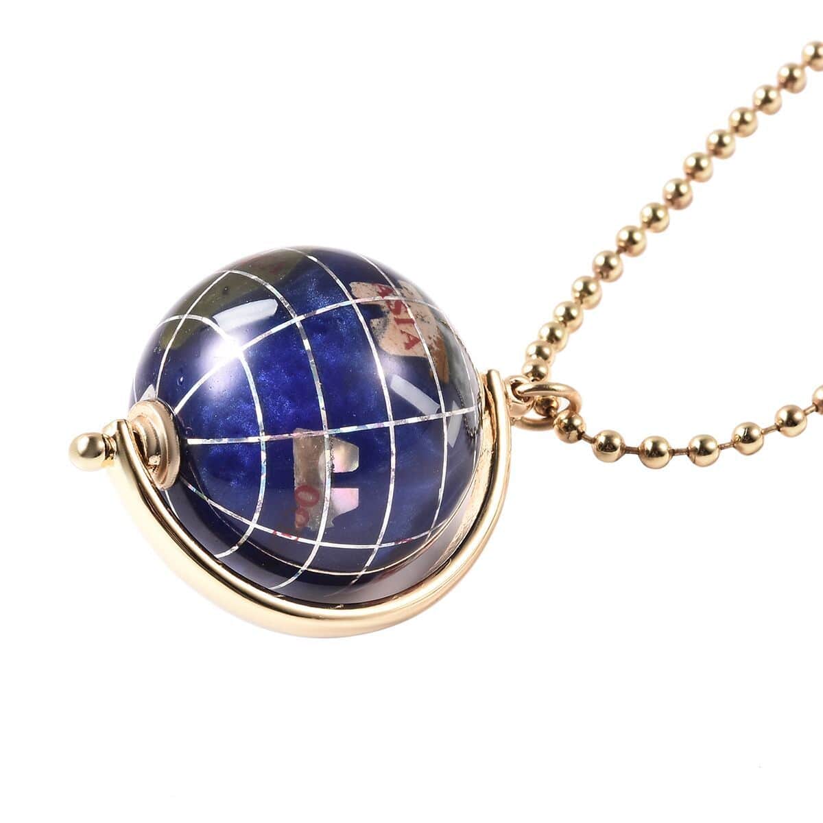 Multi Gemstone Globe Pendant in Goldtone with ION Plated YG Stainless Steel Necklace 26-29 Inches 50.50 ctw image number 3