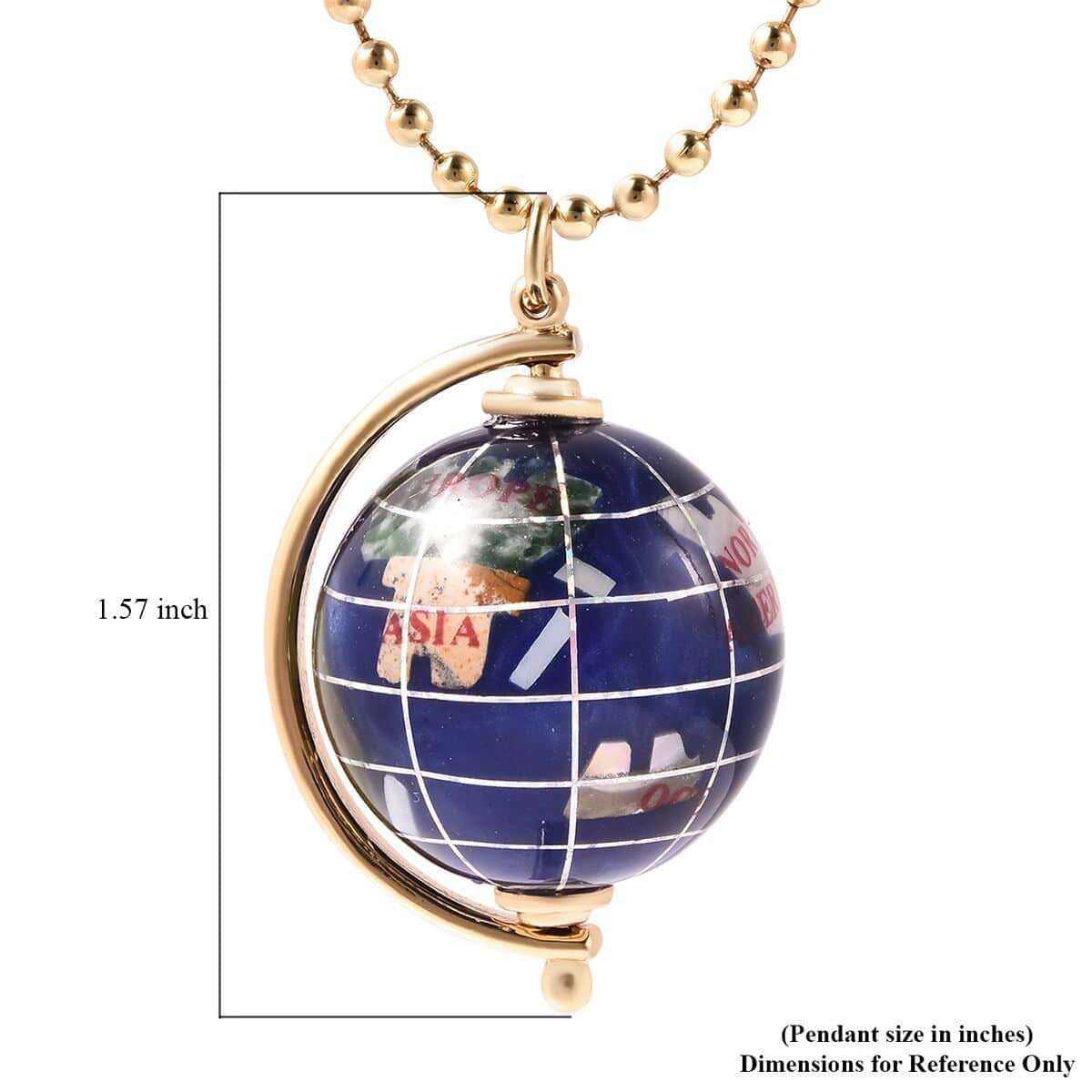 Multi Gemstone Globe Pendant in Goldtone with ION Plated YG Stainless Steel Necklace 26-29 Inches 50.50 ctw image number 5