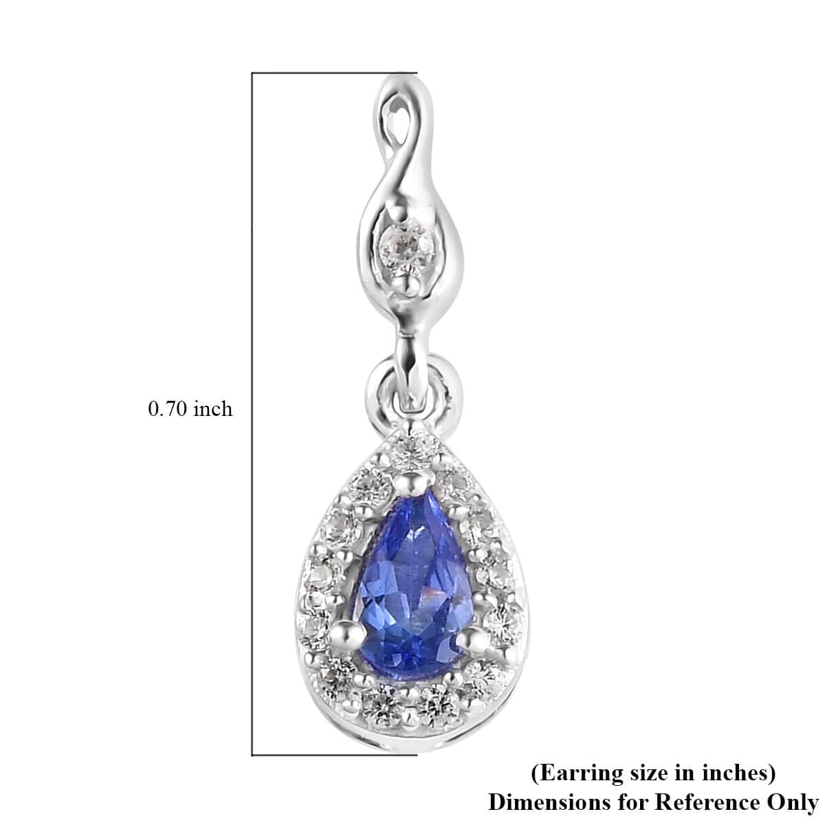 AAA Tanzanite and White Zircon Drop Earrings in Platinum Over Sterling Silver 0.65 ctw image number 4