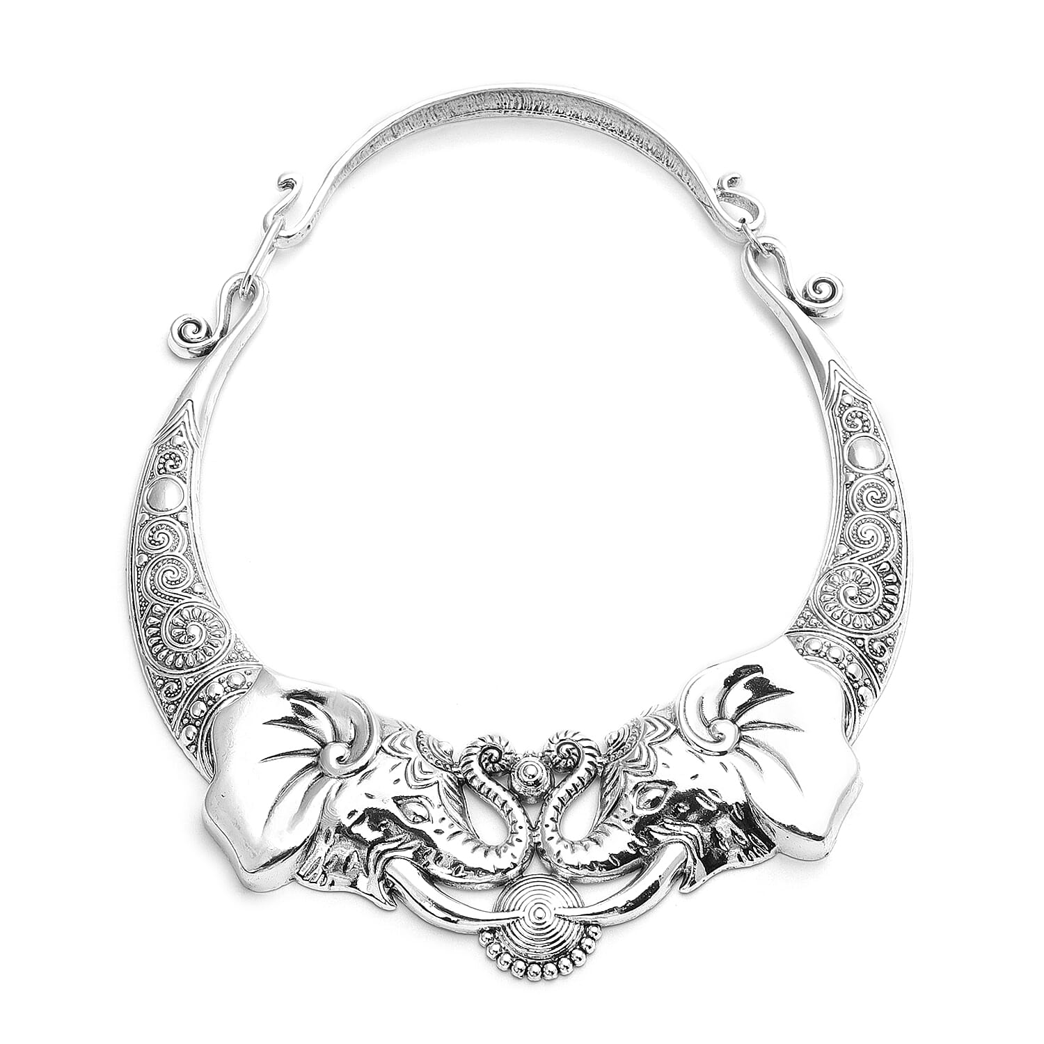 Elephant Earrings and Necklace in Silvertone and Stainless Steel 16 Inches