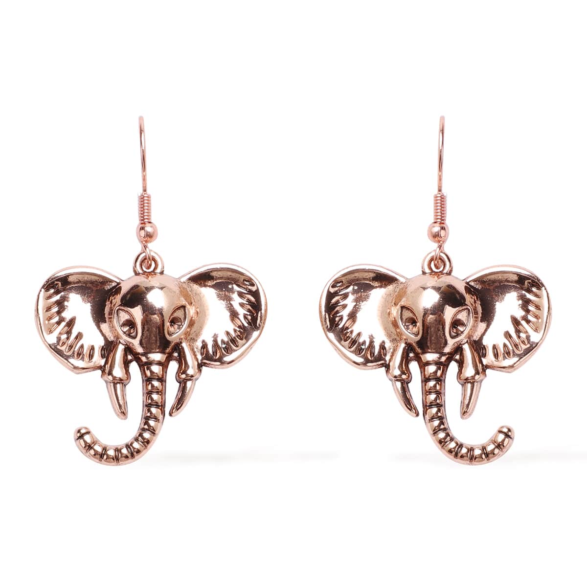 Elephant Earrings and Necklace 16 Inch in Rosetone image number 4