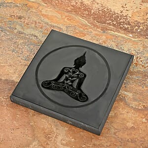 Shungite Buddha Square Tile 10cm Approx. 1394.00 ctw