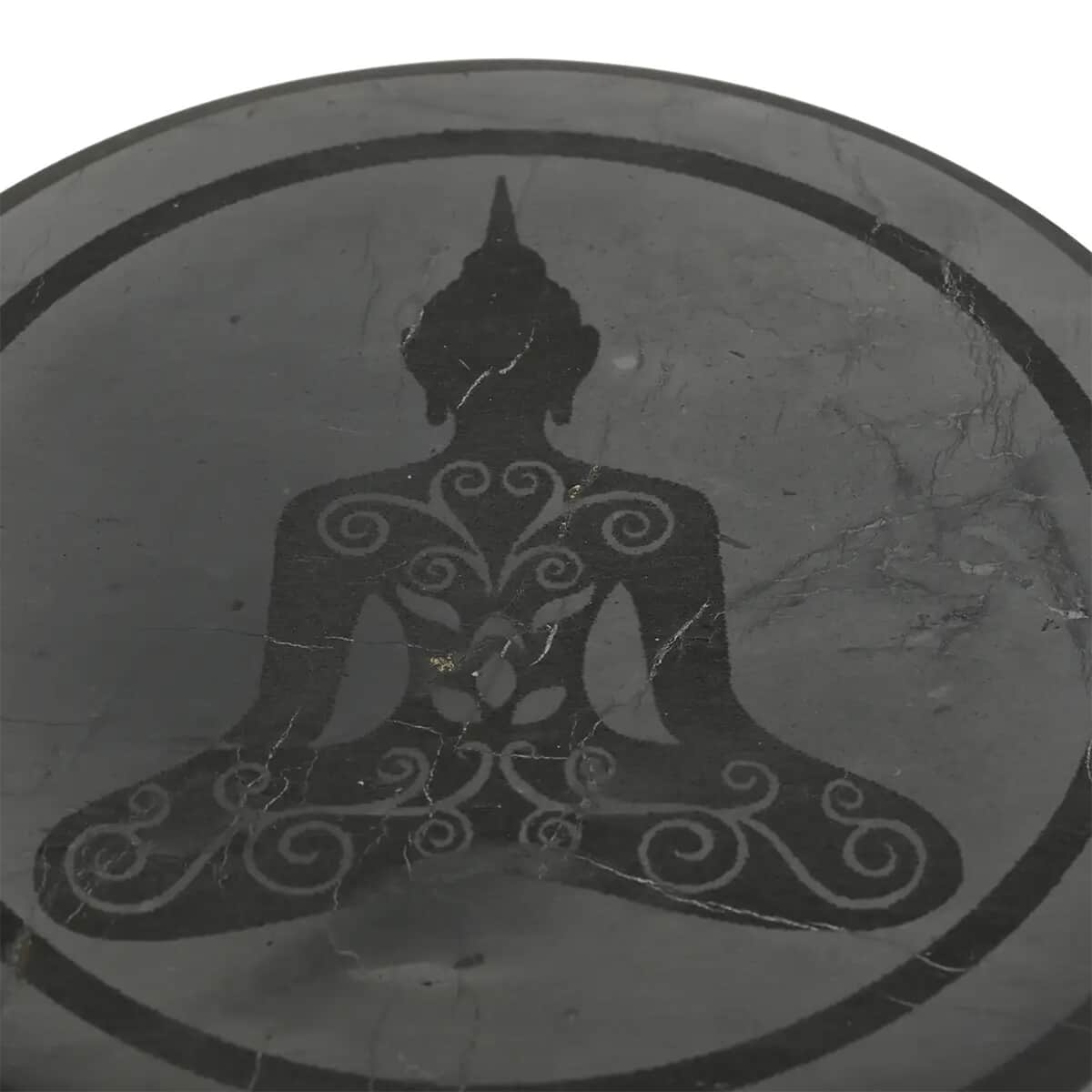 Shungite Polished Tile Buddha Round Tile 947.00 ctw image number 4