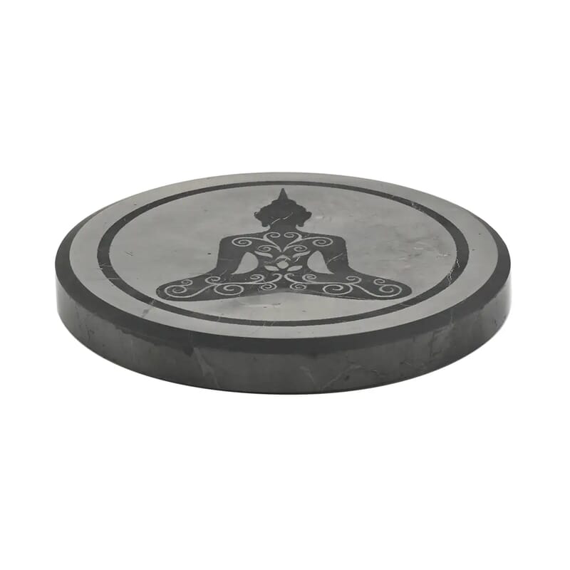 Shungite Buddha Round Tile 10cm Approx. 947.00 ctw