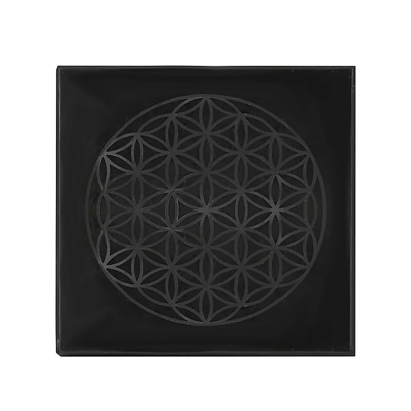 Shungite Flower of Life Square Tile 10cm Approx. 1499.00 ctw
