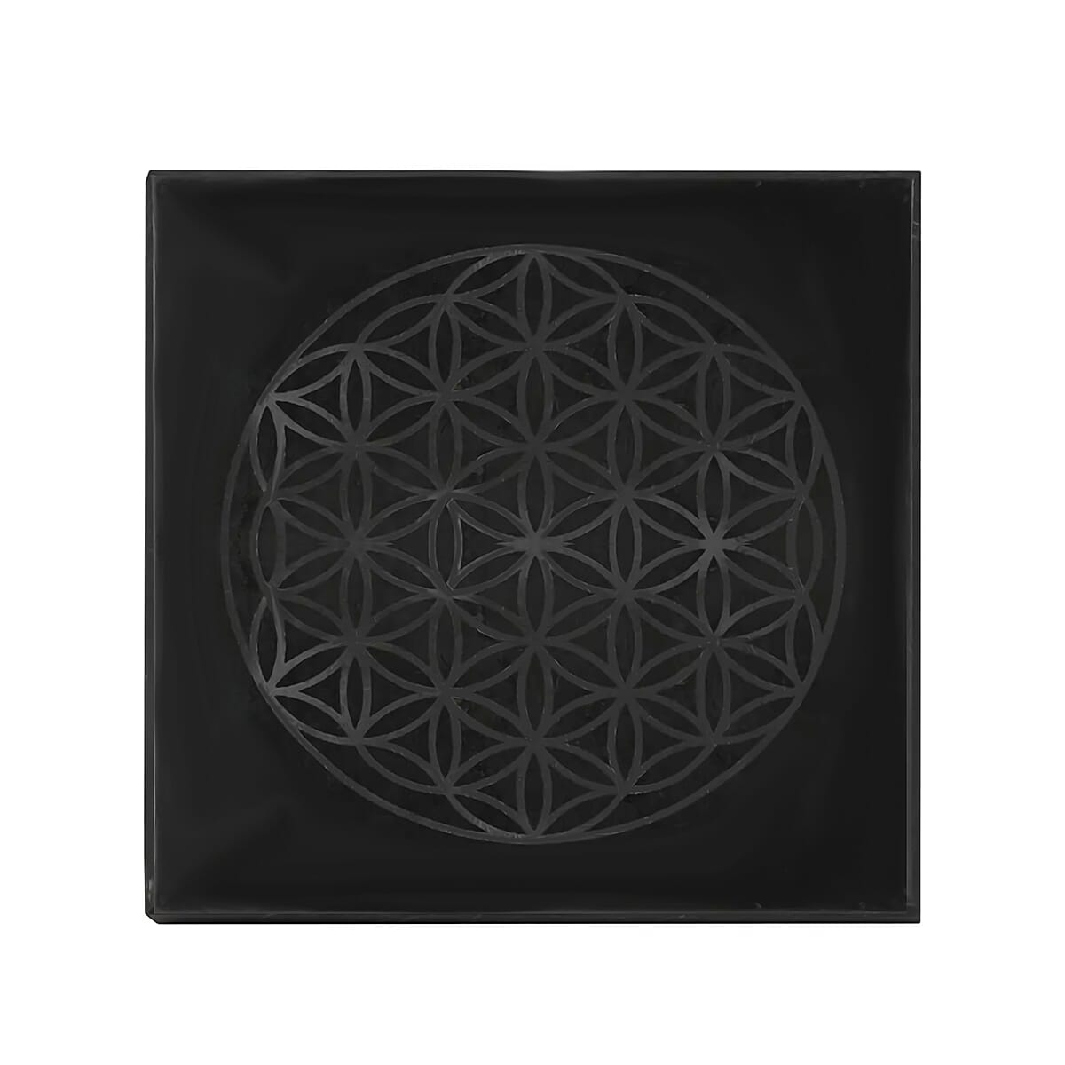 Shungite Square Tile, Flower of Life Engraved Shungite Stone, Shungite Plate For Phone, Shungite Phone Plate  1499.00 ctw image number 0