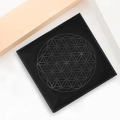 Shungite Flower of Life Square Tile 10cm Approx. 1499.00 ctw