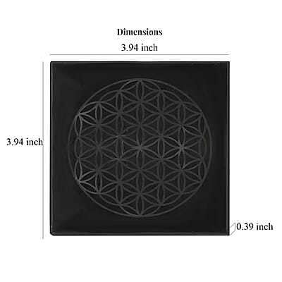 Shungite Flower of Life Square Tile 10cm Approx. 1499.00 ctw