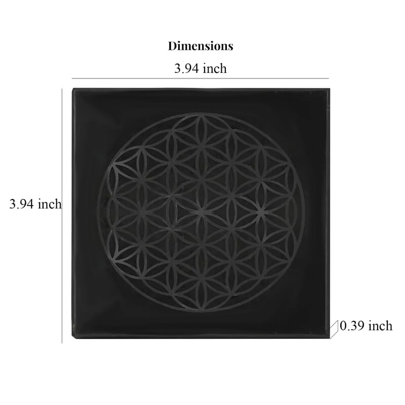 Shungite Flower of Life Square Tile 10cm Approx. 1499.00 ctw