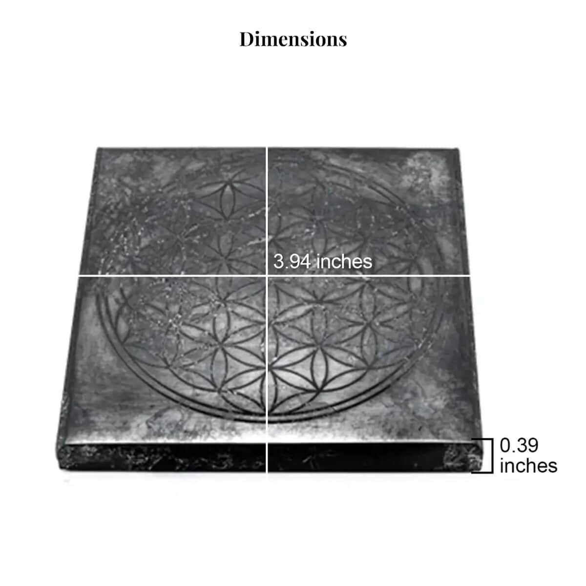 Shungite Square Tile, Flower of Life Engraved Shungite Stone, Shungite Plate For Phone, Shungite Phone Plate  1499.00 ctw image number 4
