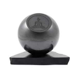 Buddha Engraved Shungite Sphere with Stand 8cm Approx. 629.00 ctw