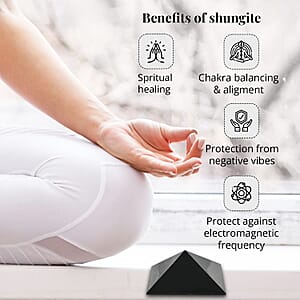 Shungite Pyramid Decorative Figurine 10 cm Approx 597.00 ctw, Home Decor Figurine, Table D&eacute;cor, Living Room Decor, Gift Item