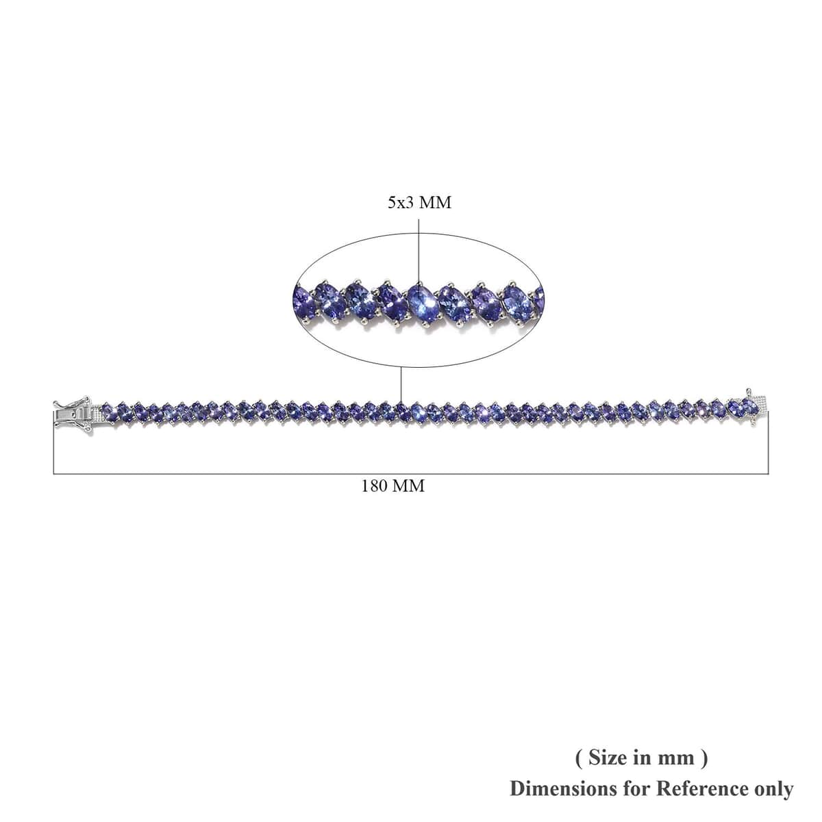 Tanzanite 10.00 ctw Tennis Bracelet in Platinum Over Sterling Silver (6.50 In) image number 4