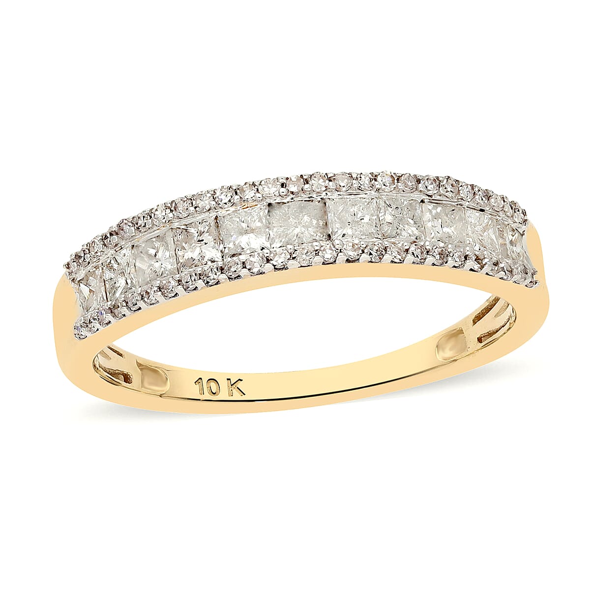 SGL Certified Luxoro 10K Yellow Gold G-H I3 Diamond Band Ring (Size 8.0) 2.50 Grams 1.00 ctw image number 0