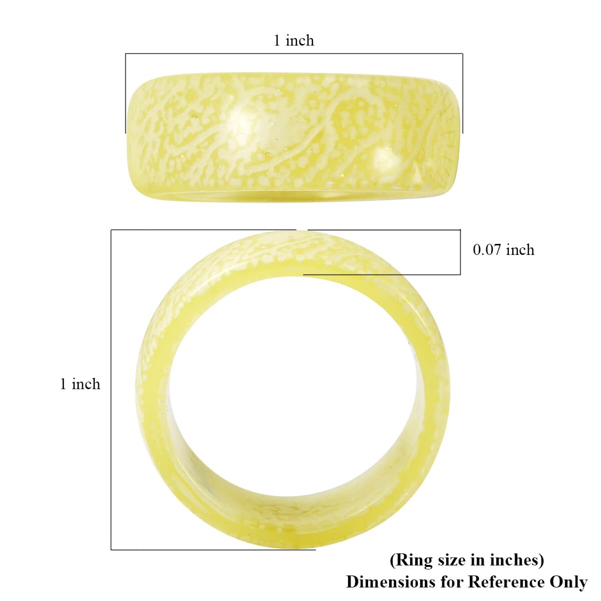 Glow in the Dark Yellow Resin Band Ring (Size 9.0) image number 5