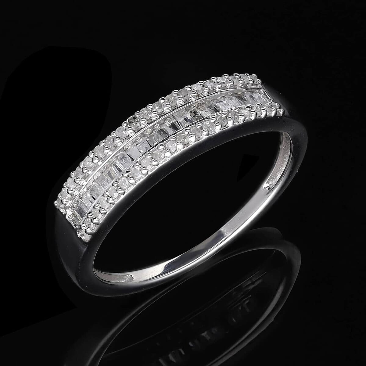 SGL Certified Luxoro 10K White Gold G-H I3 Diamond Band Ring (Size 10.0) 1.00 ctw image number 1