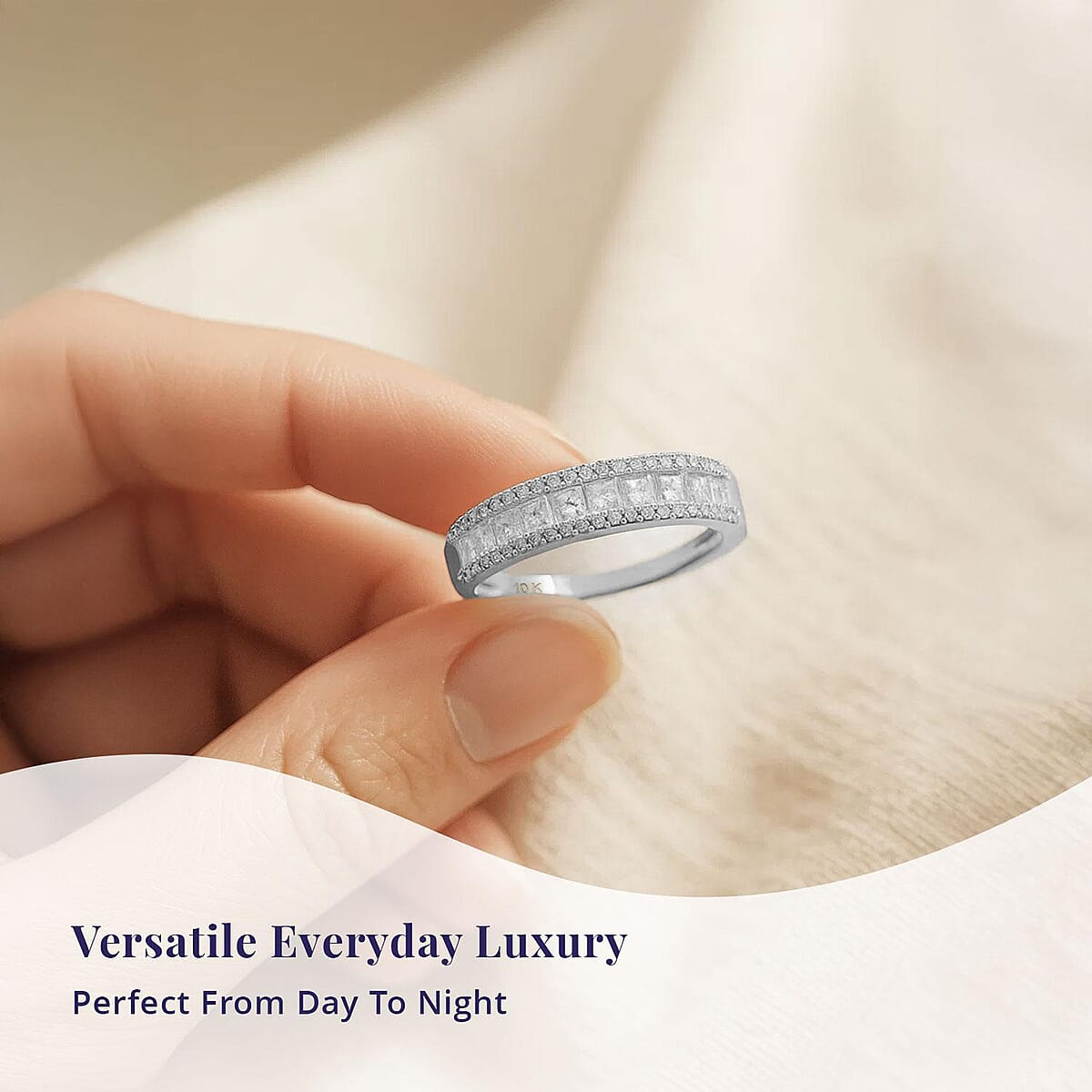 SGL Certified Luxoro Diamond G-H I3 1.00 ctw Band Ring in 10K White Gold (Size 5.0) image number 5