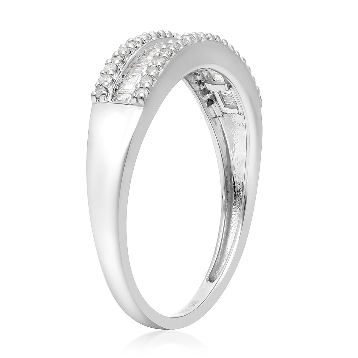 SGL Certified Luxoro 10K White Gold G-H I3 Diamond Band Ring (Size 6.0) 1.00 ctw image number 3
