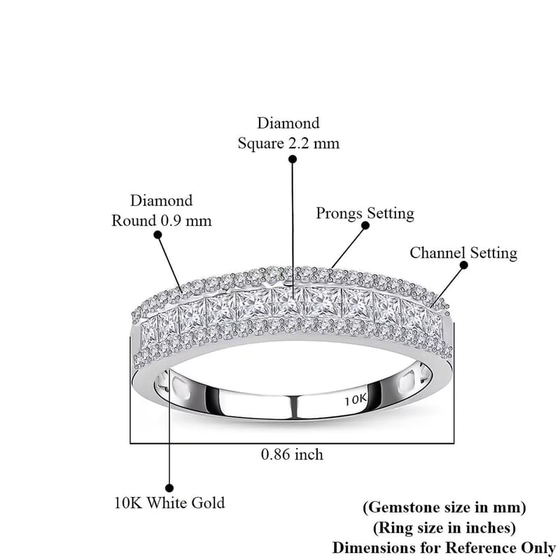 SGL Certified Luxoro 10K White Gold G-H I3 Diamond Band Ring (Size 6.0) 1.00 ctw
