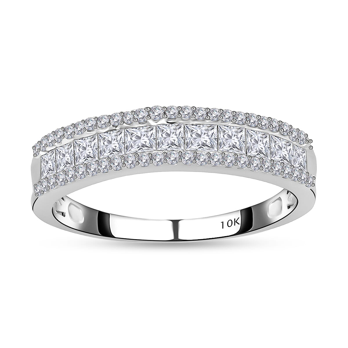 SGL Certified Luxoro 10K White Gold G-H I3 Diamond Band Ring (Size 7.0) 1.00 ctw image number 0
