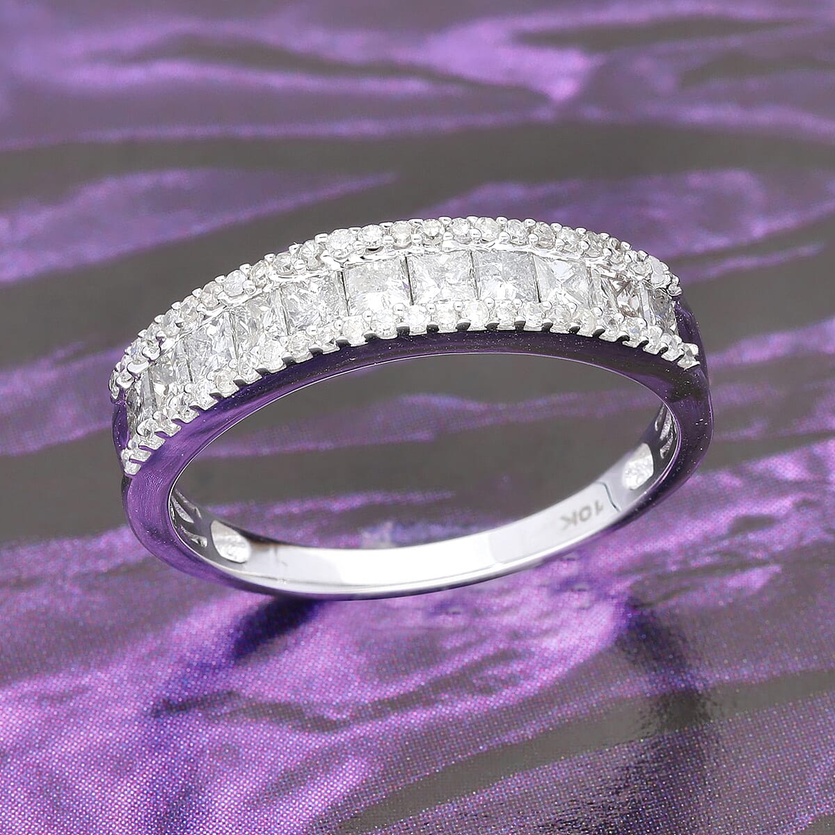 SGL Certified Luxoro 10K White Gold G-H I3 Diamond Band Ring (Size 7.0) 1.00 ctw image number 1