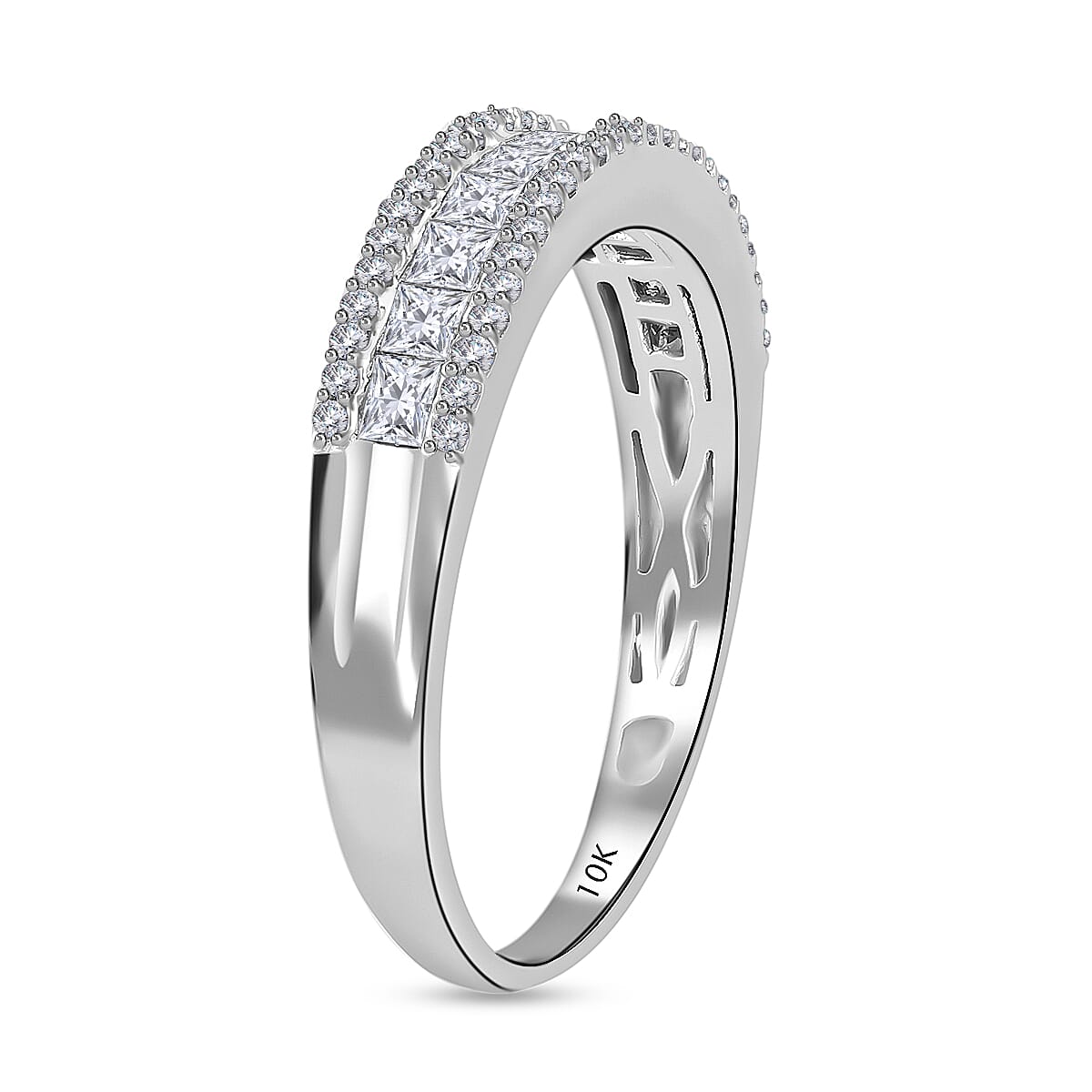 SGL Certified Luxoro 10K White Gold G-H I3 Diamond Band Ring (Size 7.0) 1.00 ctw image number 3
